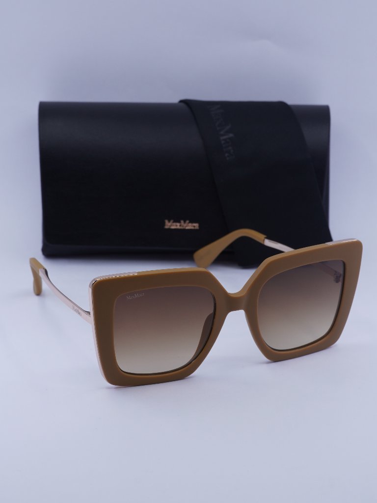 Max Mara Design4 Mm0051 73f Square Sunglasses - Brown / Gold / Brown